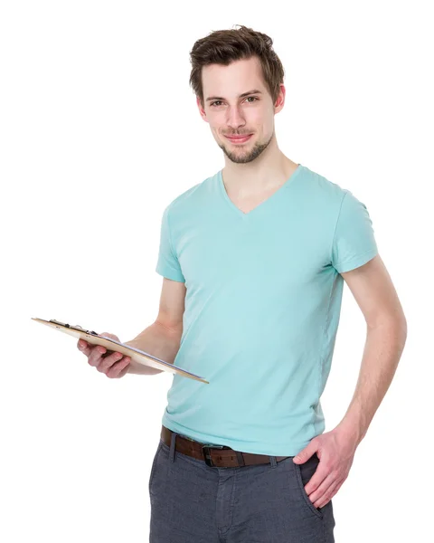 Handsome man in green t shirt — Stock Photo, Image