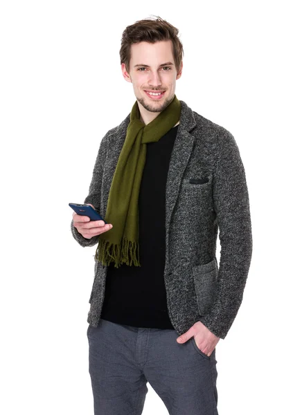 Handsome man in grey jacket — Stock Photo, Image