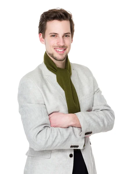 Hombre guapo en chaqueta blanca — Foto de Stock