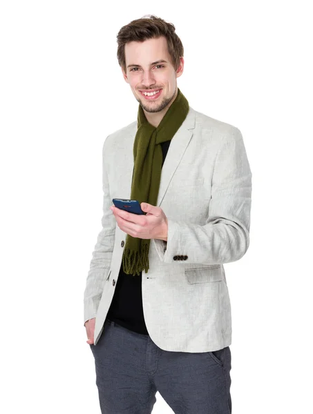 Schöner Mann in weißer Jacke — Stockfoto