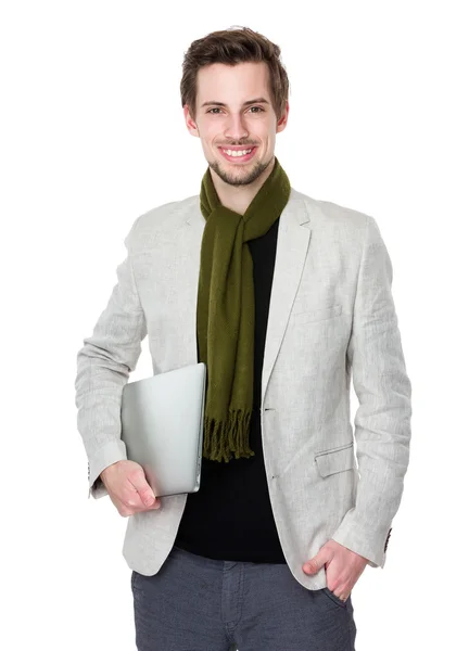 Handsome man in white jacket — Stock Photo, Image