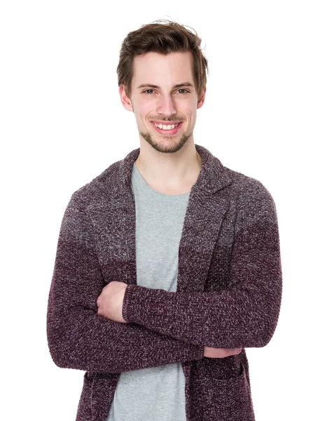 Handsome man in knitted cardigan — Stock Photo, Image