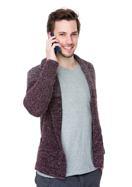 Handsome man in knitted cardigan — Stock Photo, Image