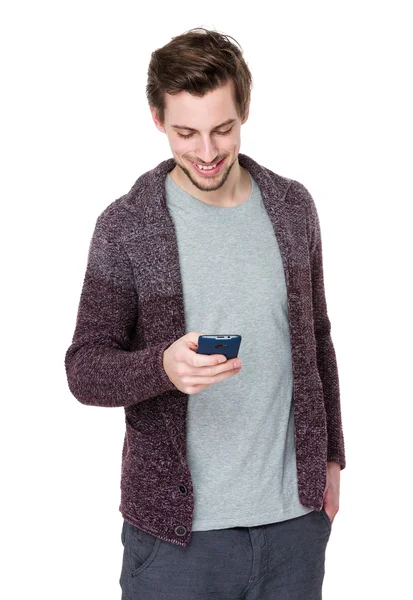 Handsome man in knitted cardigan — Stock Photo, Image