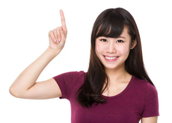 Aziatische vrouw in rode t shirt — Stockfoto