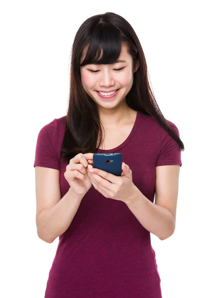 Asian woman in red t shirt — Stock Photo, Image