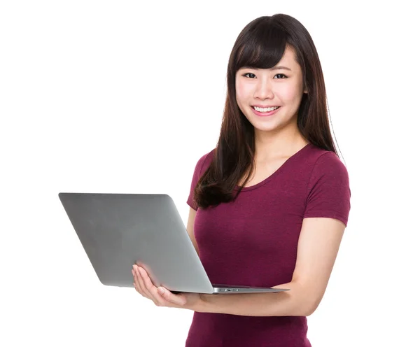 Asian woman in red t shirt — Stock Photo, Image