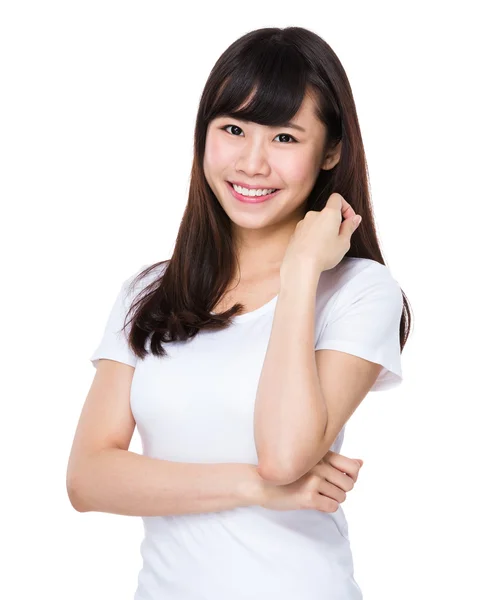 Asian woman in white t shirt — Stock Photo, Image