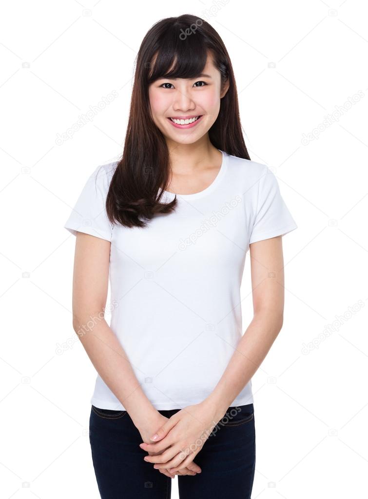 Asian Girl White T Shirt Isolated: Over 616 Royalty-Free