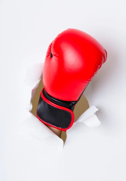 Luva Boxer quebrar papel — Fotografia de Stock