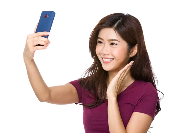 Asian woman in red t shirt — Stock Photo, Image