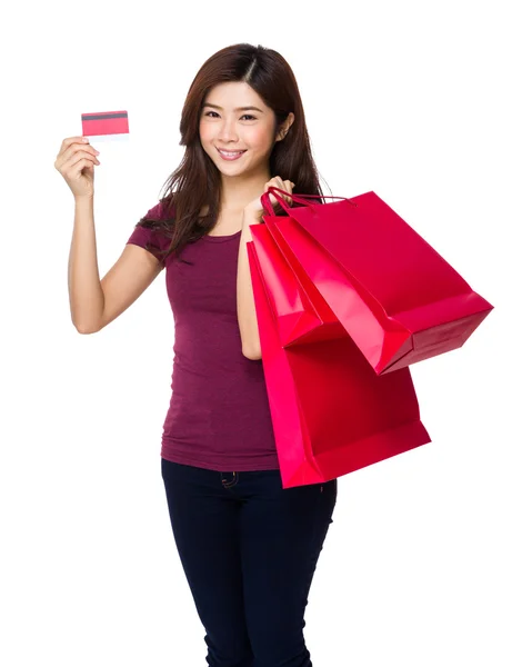 Asian woman in red t shirt — Stock Photo, Image