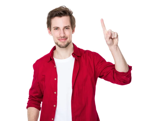 Handsome man in red shirt — Stock Photo, Image