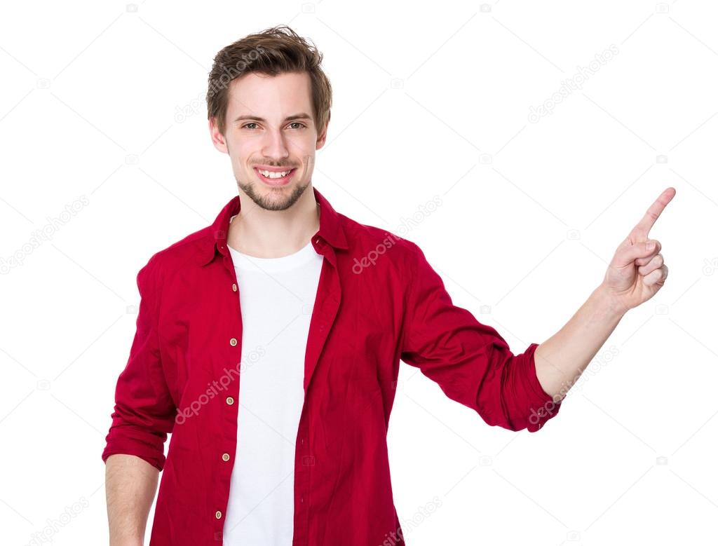 Handsome man in red shirt