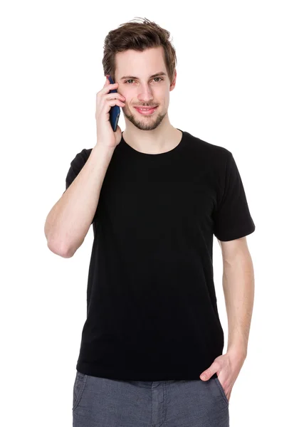 Man pratar på mobiltelefon — Stockfoto