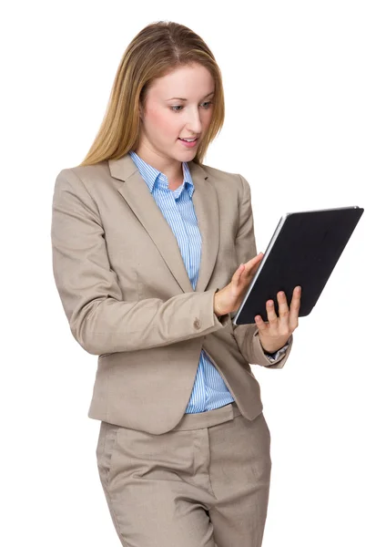 Caucasian businesswoman in business suit — Stock Photo, Image