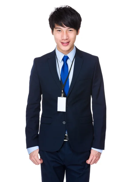 Азіатський бізнесмен в чорному костюмі — стокове фото