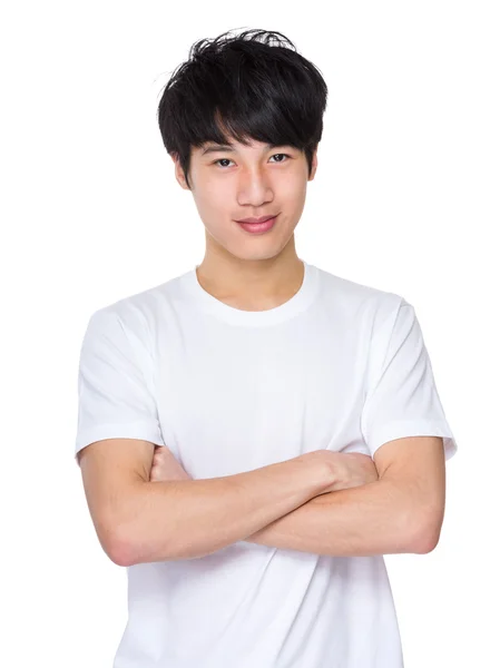 Hombre asiático en camiseta blanca — Foto de Stock