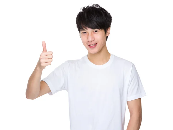 Ásia homem no branco t-shirt — Fotografia de Stock