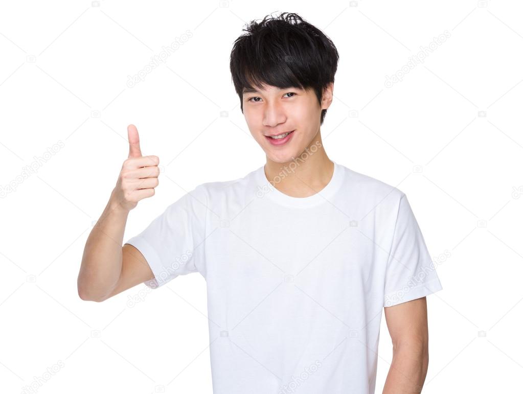 Asian man in white t shirt
