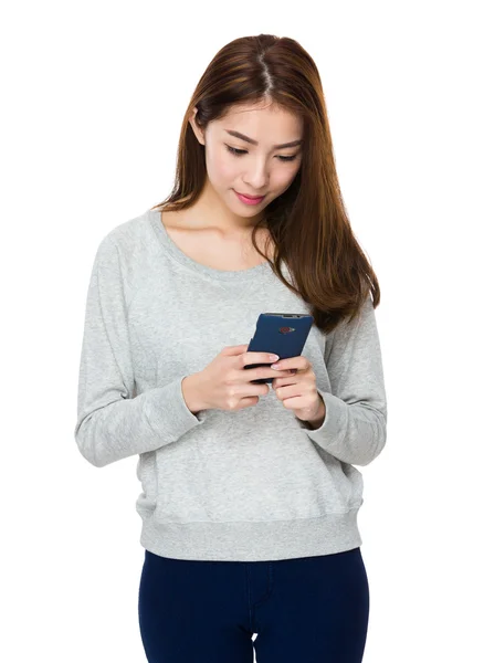 Asian woman in gray sweater — Stock Photo, Image