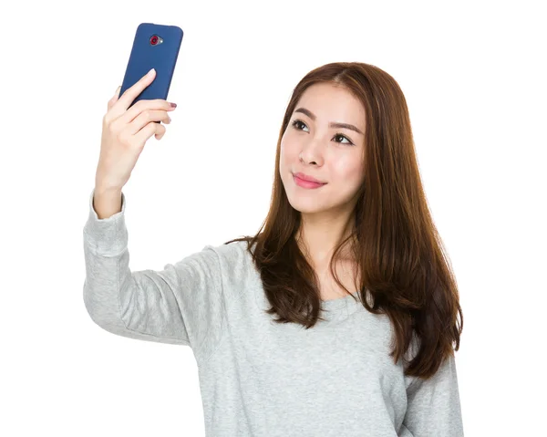 Asian woman in gray sweater — Stock Photo, Image