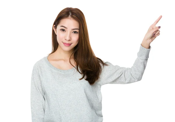 Asian woman in gray sweater — Stock Photo, Image