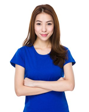 Asian woman in blue t shirt clipart