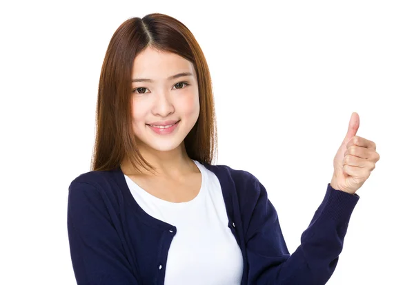 Asian woman in blue sweater — Stock Photo, Image