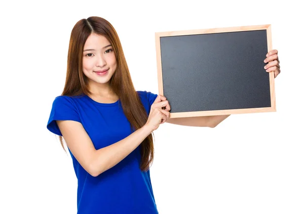 Asian woman in blue t shirt — Stock Photo, Image