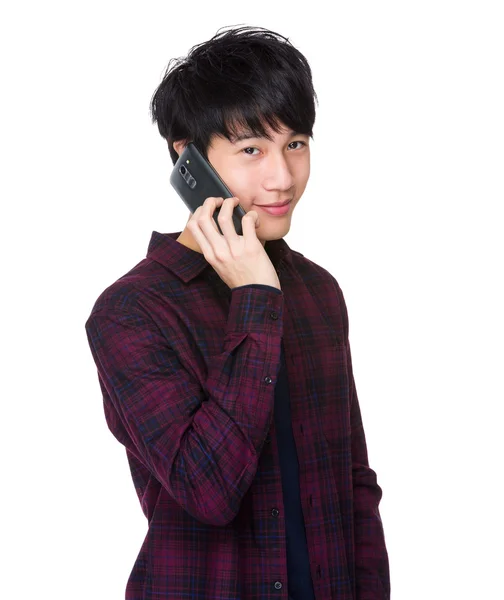 Asian man in plaid shirt — Stock Photo, Image