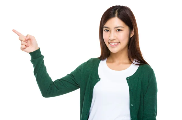 Asian woman in green sweater — Stock Photo, Image