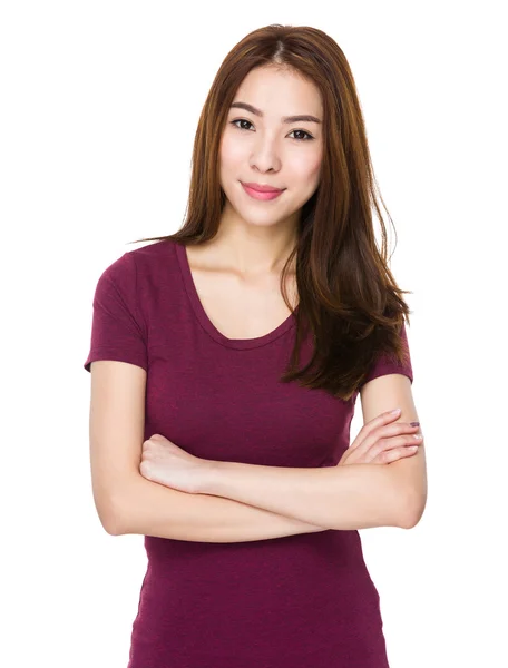 Mujer asiática en camiseta roja —  Fotos de Stock