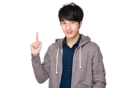 gri kapşonlu Asya yakışıklı adam