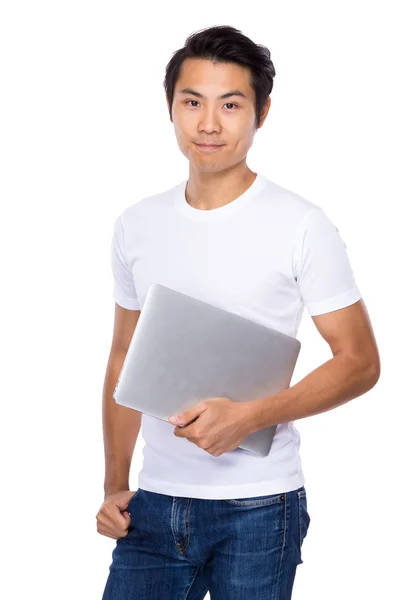 Beyaz t-shirt Asya yakışıklı adam — Stok fotoğraf