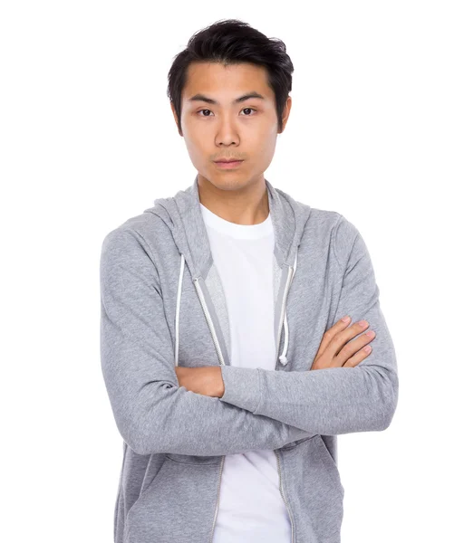 Asiatischer schöner Mann im grauen Pullover — Stockfoto