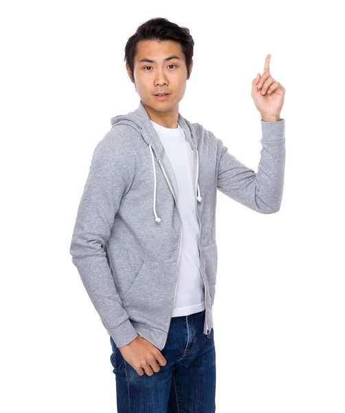 Aziatische knappe man in grijze trui — Stockfoto