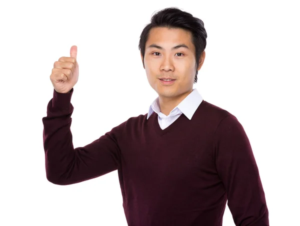 Asian handsome businessman in red sweater — Stock Photo, Image