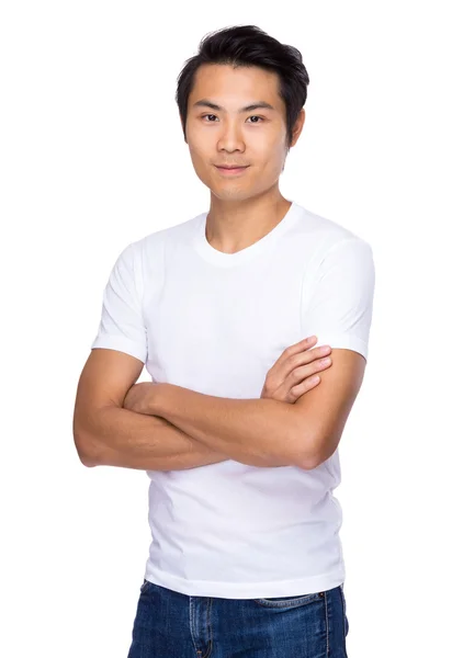 Asiatico bello uomo in bianco t-shirt — Foto Stock