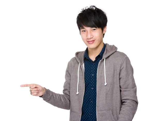 Asian handsome man in grey hoodie — Stock Photo, Image