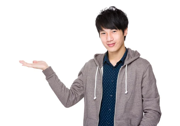 Asian handsome man in grey hoodie — Stock Photo, Image