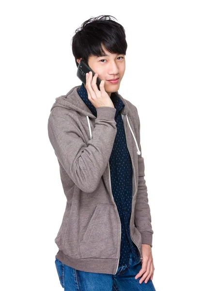 Asian handsome man in grey hoodie — Stock Photo, Image