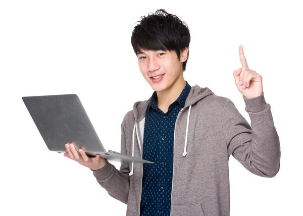 Asian handsome man in grey hoodie — Stock Photo, Image