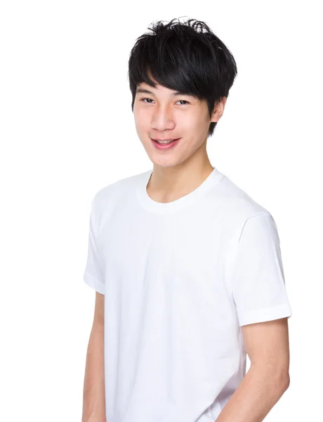 Asijské pohledný muž v bílé tričko — Stock fotografie
