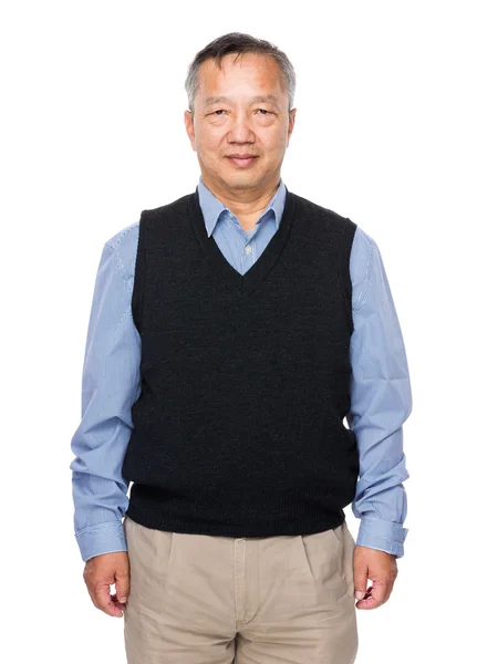 Asian old man in black waistcoat — Stock Photo, Image