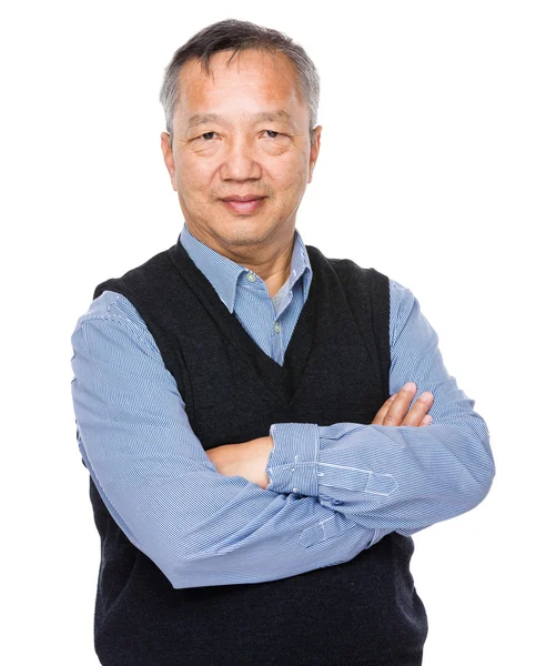 Asian old man in black waistcoat — Stock Photo, Image