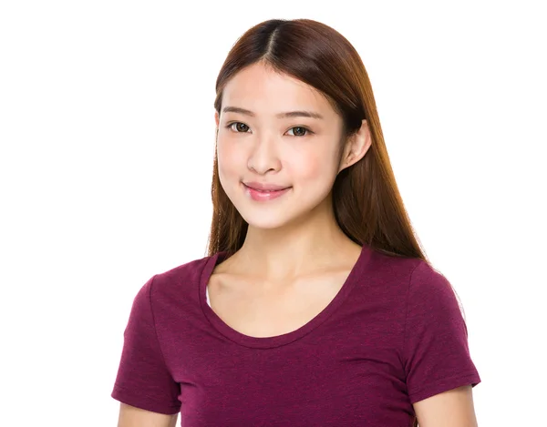 Asiatico giovane donna in rosso t-shirt — Foto Stock