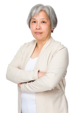 Bej hırka eski Asyalı kadın