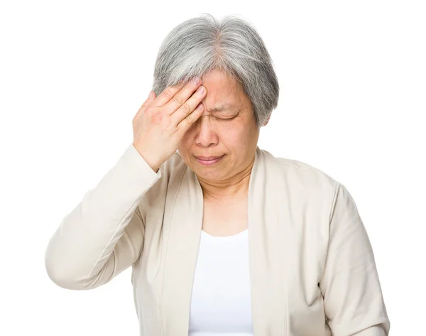 Old asian woman in beige cardigan — Stock Photo, Image