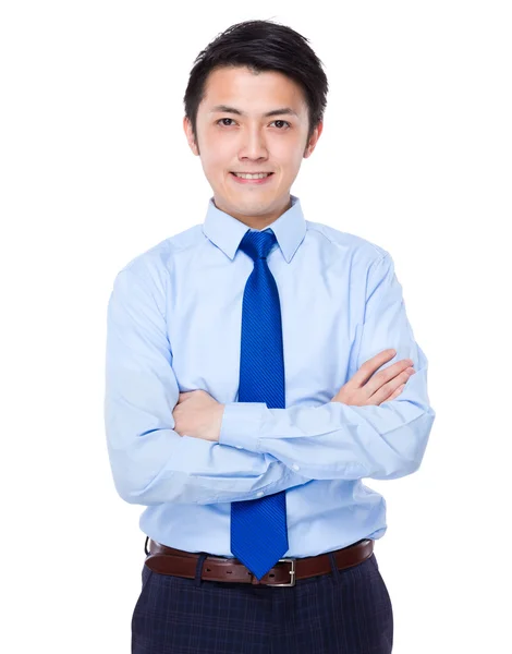 Asiático bonito homem de negócios em camisa azul — Fotografia de Stock